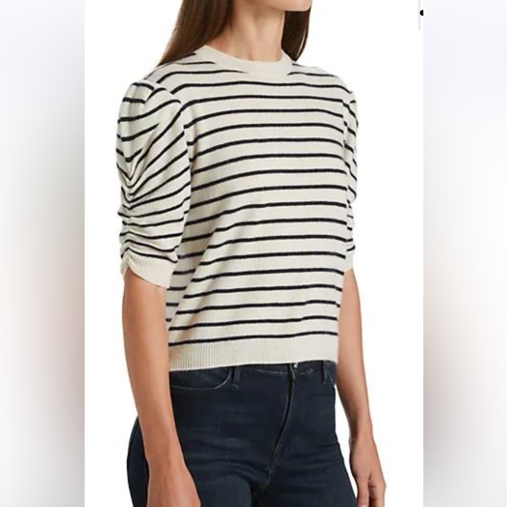 FRAME Cashmere short sleeve stripes sweater